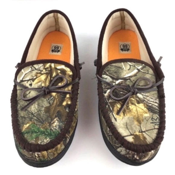 Men Camo Slippers Fleece Lined Rubber 